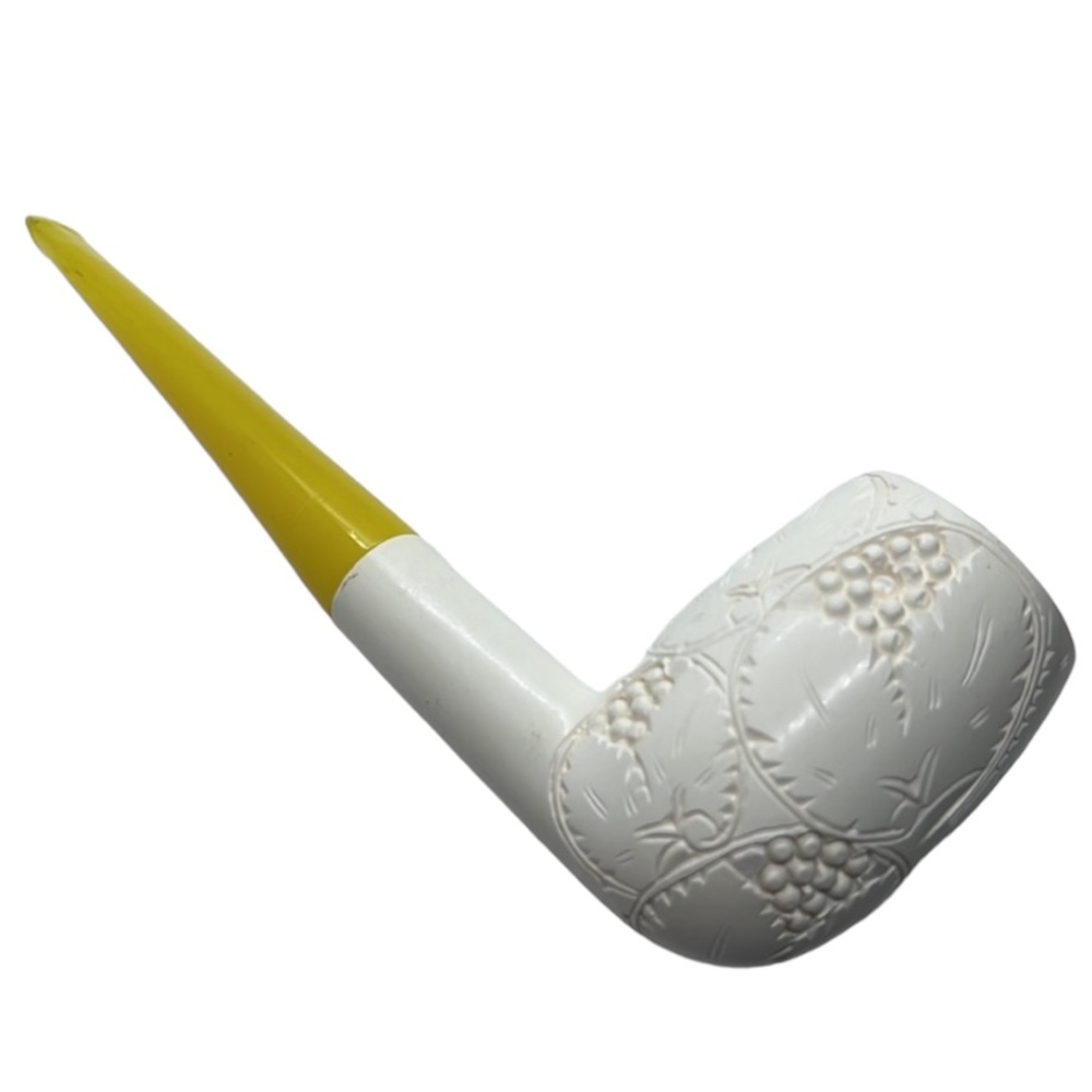 GENUINE BLOCK MEERSCHAUM GRAPES & LEAVES PIPE HAND CARVED VINTAGE